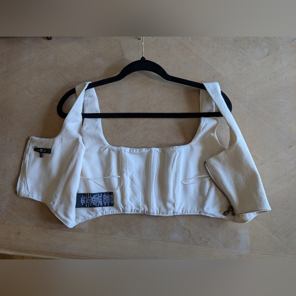 Off White Cream Denim Corset Crop Top - 7 for All Mankind - Picture 4 of 7